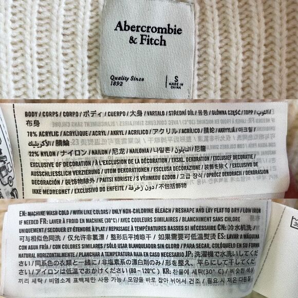 Abercrombie & Fitch Mock Neck Sweater | Cream Cable Knit - Picture 8 of 8